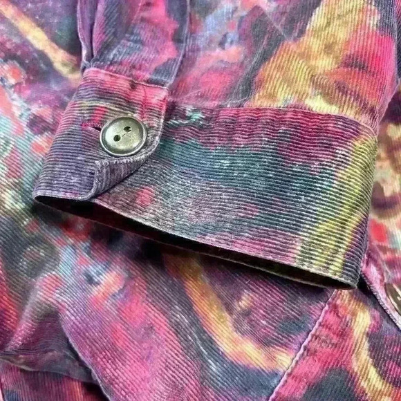 CHICO'S Red Swirl Galactic Button Up Top Corduroy Cotton Casual Collar Women XL - Picture 6 of 12